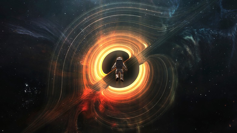 Astronaut entering black hole