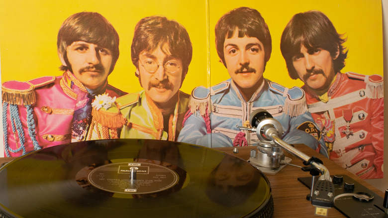 The Beatles and a vinyl album