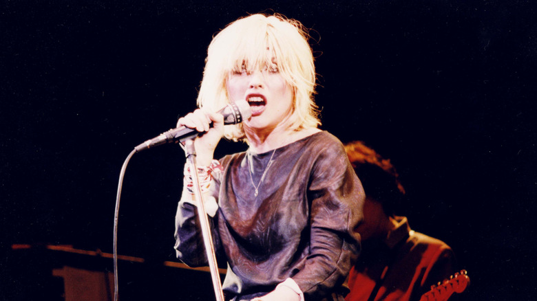 Blondie's Debbie Harry singing onstage in 1980