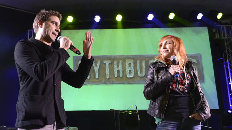 Tory Belleci and Kari Byron speaking