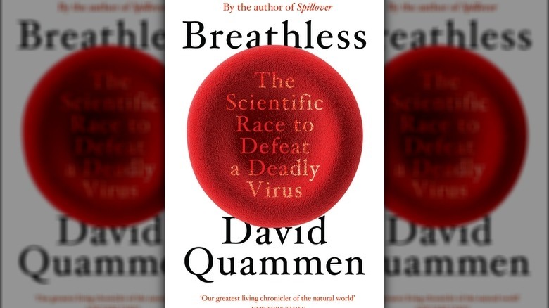 Cover of Breathless by David Quammen with a red blood platelet in the center