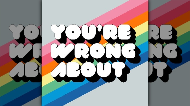 Cover with rainbow background podcast name bubble letters