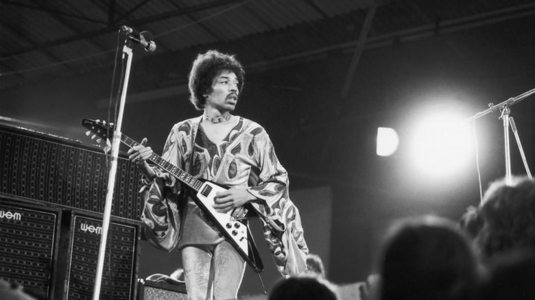 Jimi Hendrix on stage at Isle of Wight festival 1970