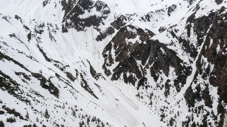 avalanche on a mountaintop