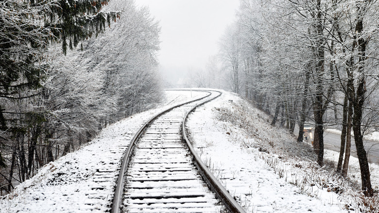 railway in the snow