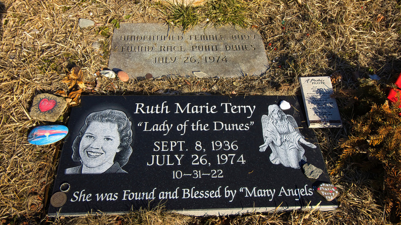 The grave marker Ruth Marie Terry, "Lady of the Dunes," in Provincetown, Massachusetts
