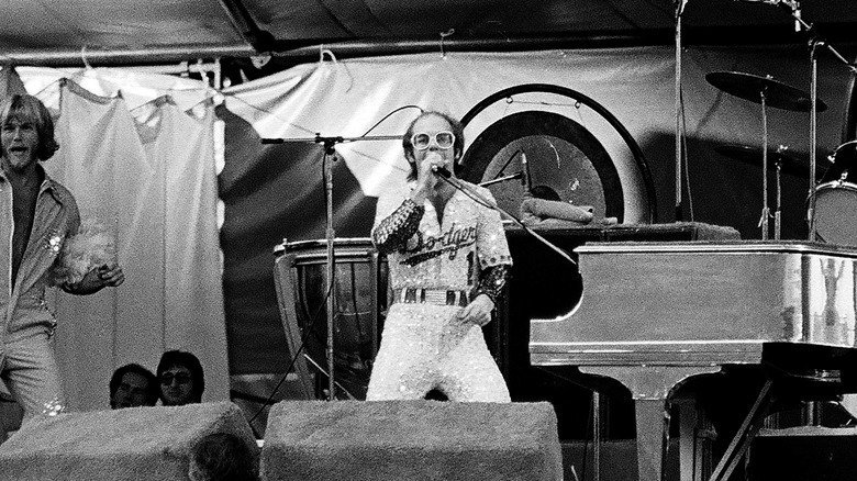 Elton John sings at Dodger Stadium 1975