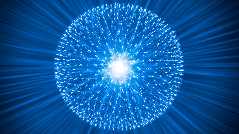 Exploding nucleus of an atom