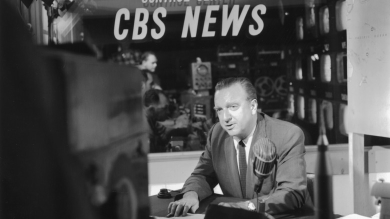 Walter Cronkite at his news desk