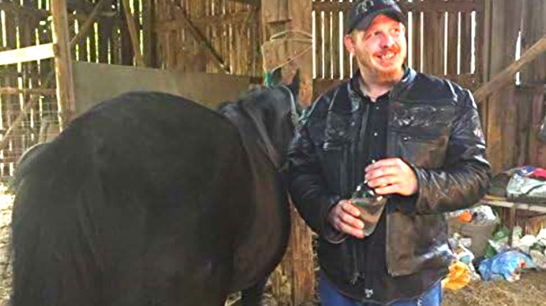 Chico smiling black horse