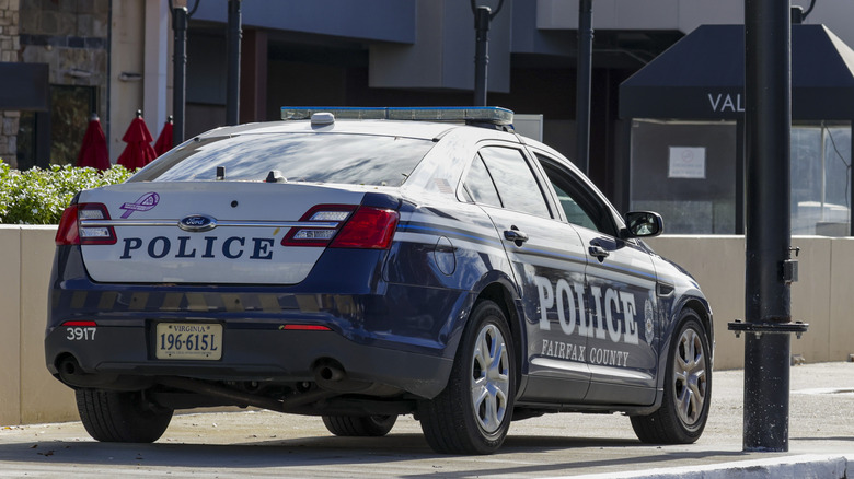 Virginia police car on sidewalk