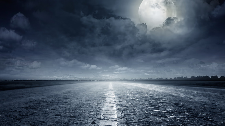 Empty road at night