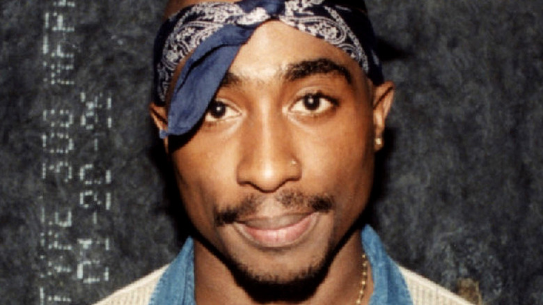 Tupac Shakur pictured backstage