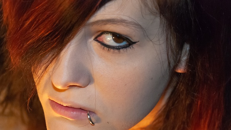 emo girl with lip piercing