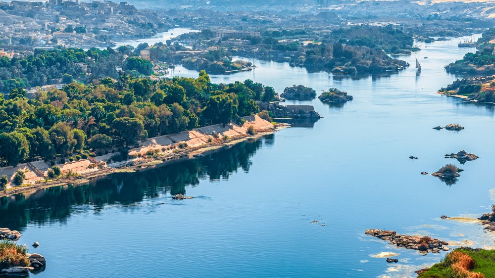 Sunset over the Nile River near Aswan