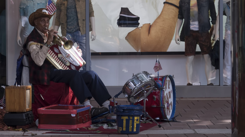 Street performer busking in Miami