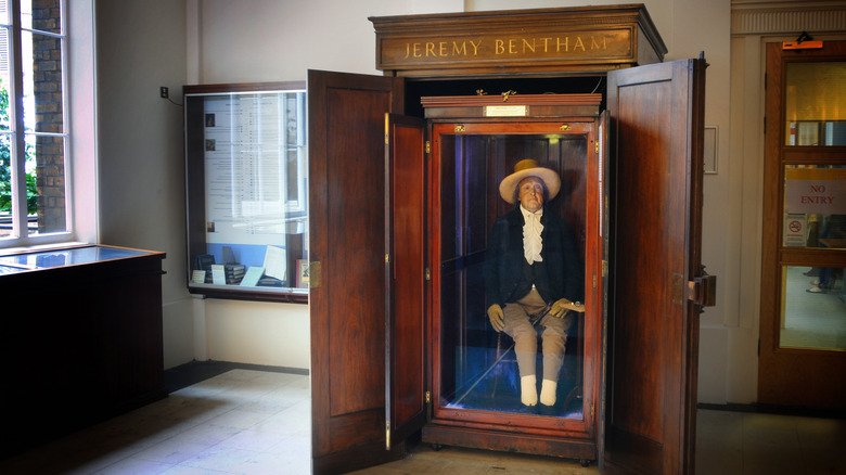 Jeremy Bentham in a wooden box