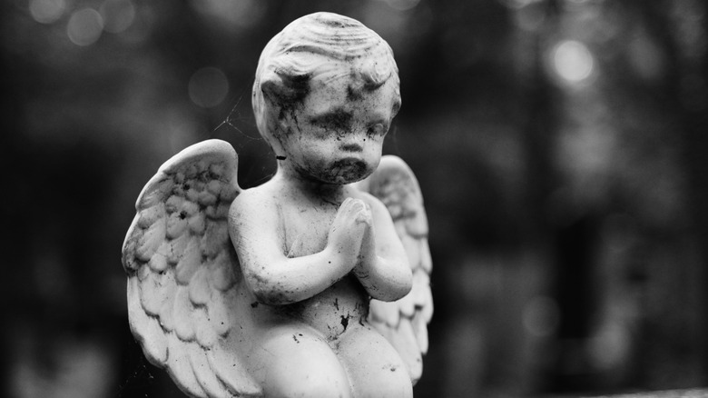 stone angel in cemetery