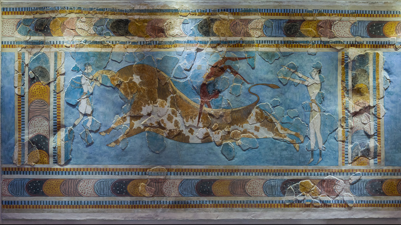 Minoan fresco of leaping bull