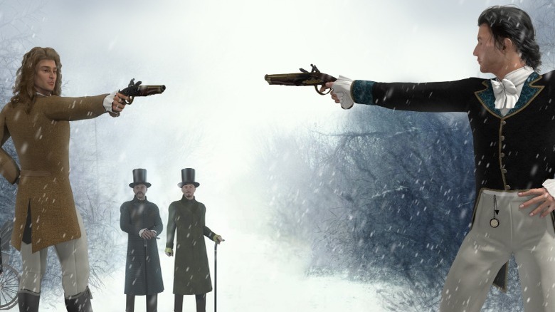 Victorian era duel between two men