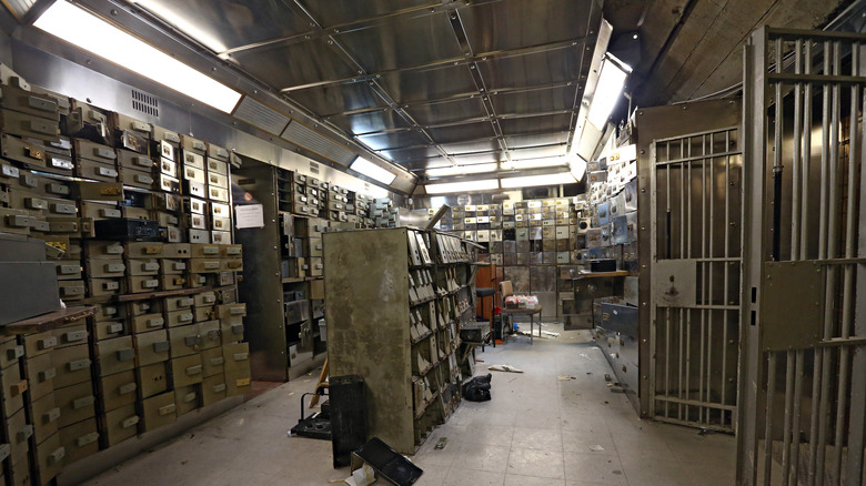 Smashed safe deposit boxes