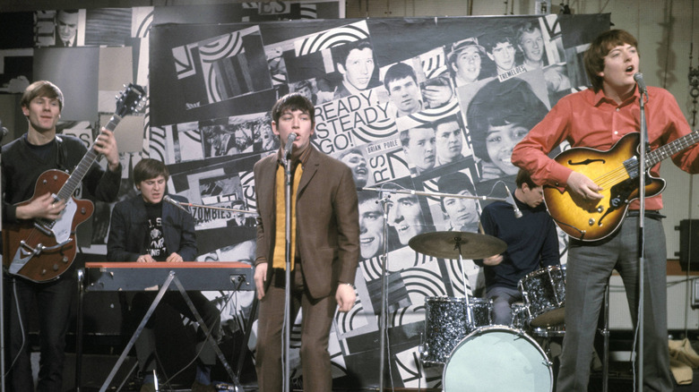 The Animals performing on stage, with Eric Burdon in the center.