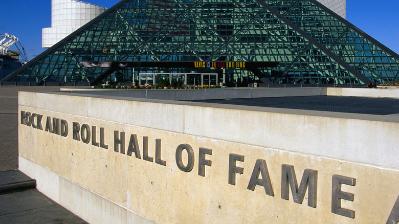 An exterior shot of the Rock and Roll Hall of Fame Museum in Cleveland.