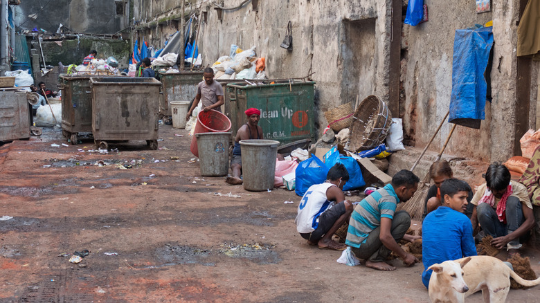 Indian workers recycling scraps