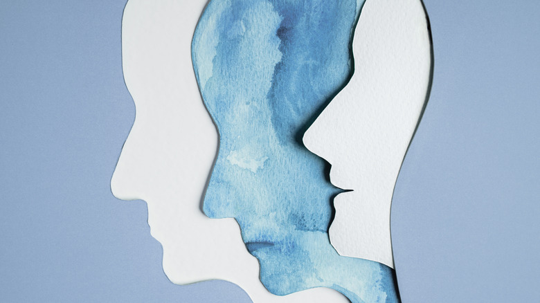 white blue face outlines