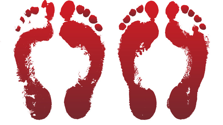 Illustration of bloody footprints 