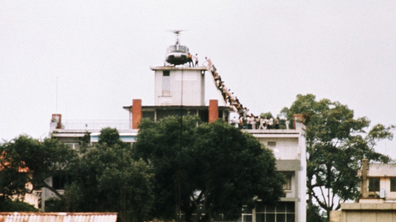 Helicopter on building in Saigon