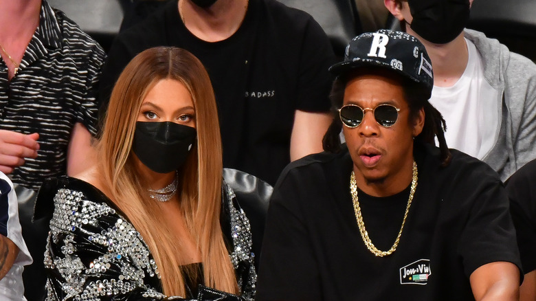 Beyoncé and Jay-Z on the sidelines