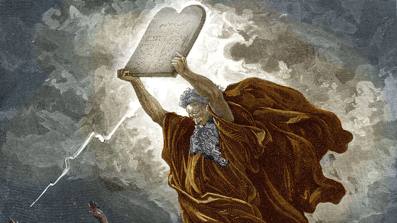 Moses smashing the tablets