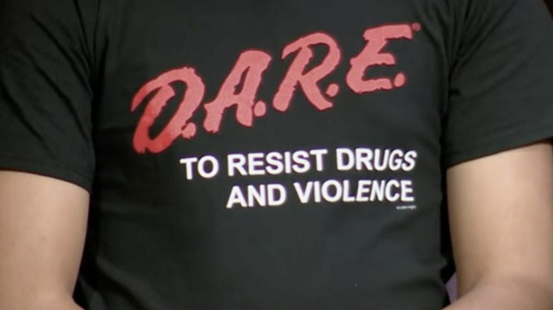 Close up a DARE t-shirt printed by the program