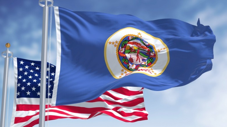 Minnesota flag and US flag