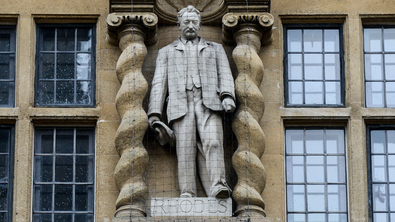 Cecil Rhodes statue above Oriel