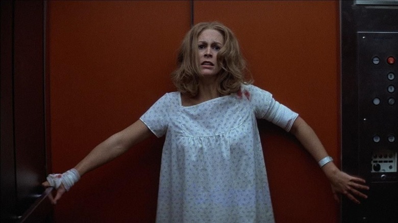 Jamie Lee Curtis in hospital gown