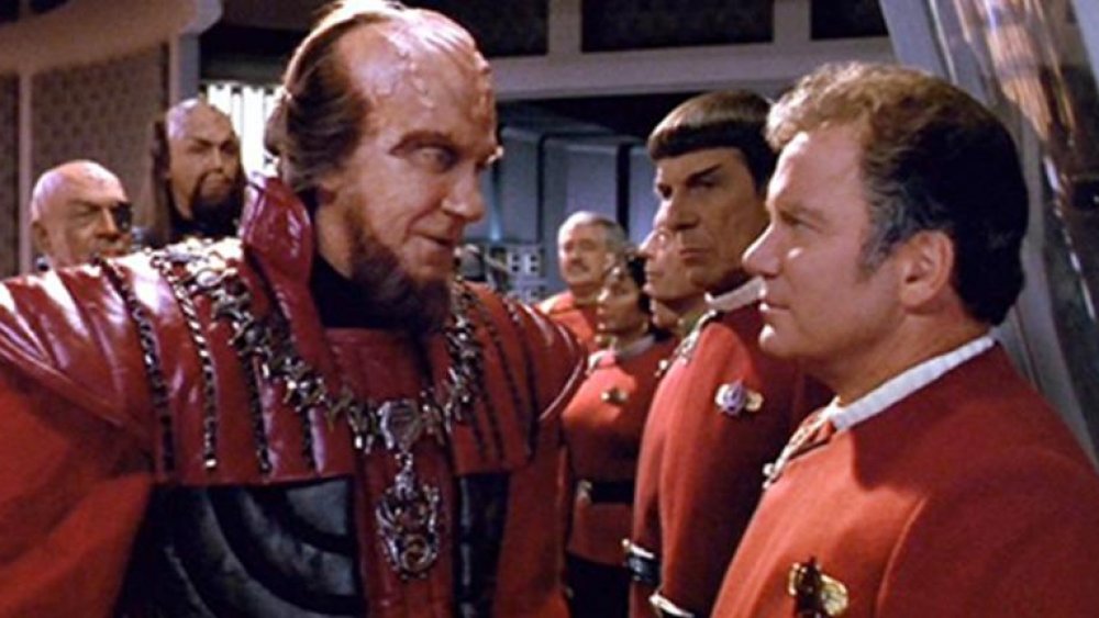 Kirk speaking with the Klingon Chancellor in Star Trek VI