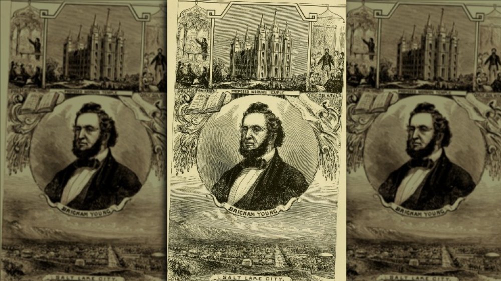 1860s image of Salt Lake City and Brigham Young