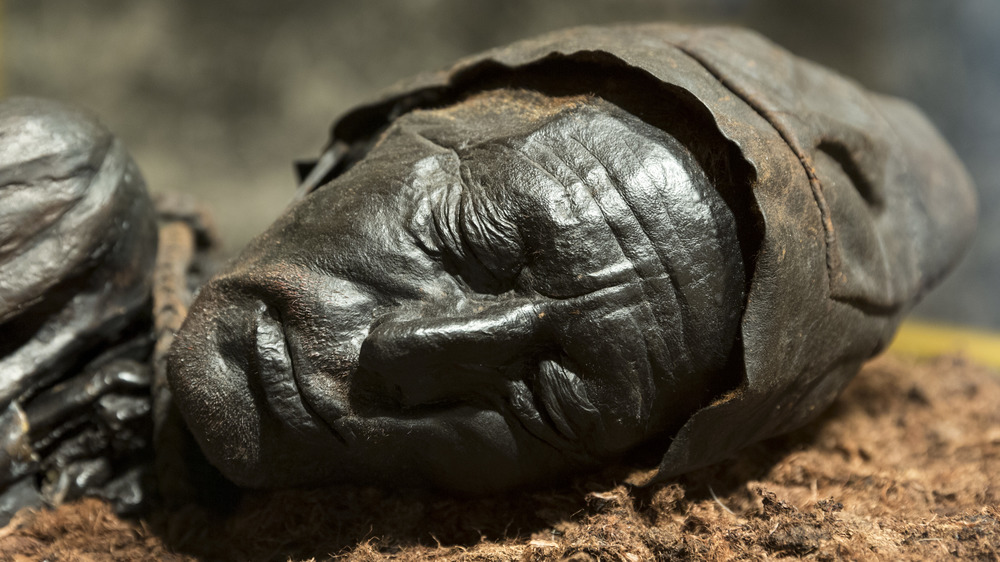 bog body bronze statue