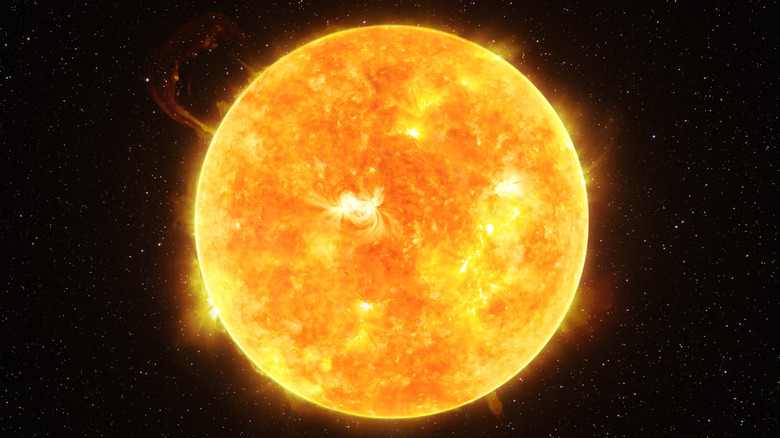 Sun with space background