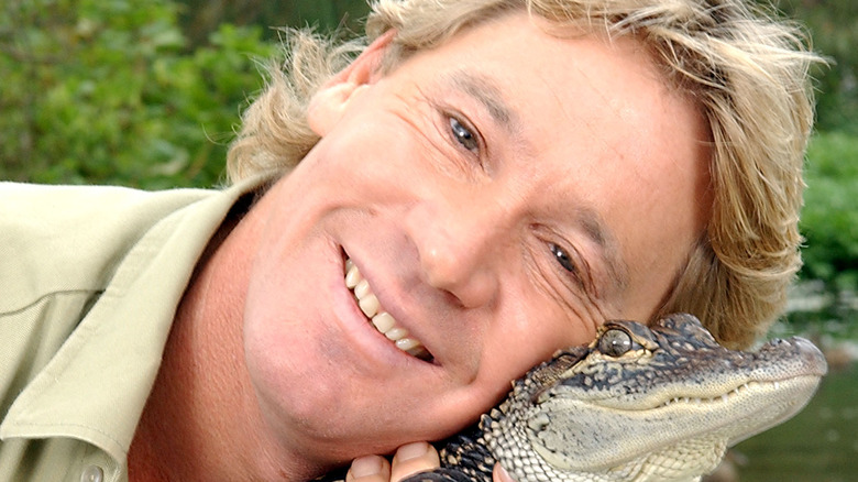 Steve Irwin with crocodile