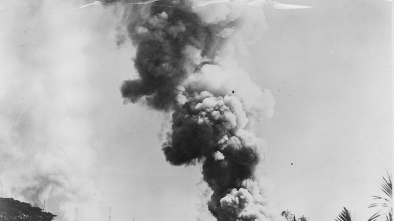 Billowing white smoke