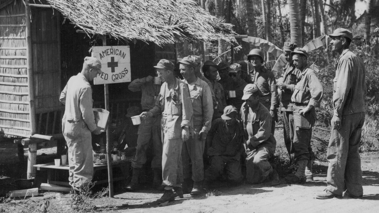 U.S. troops at Red Cross canteen on Luzon