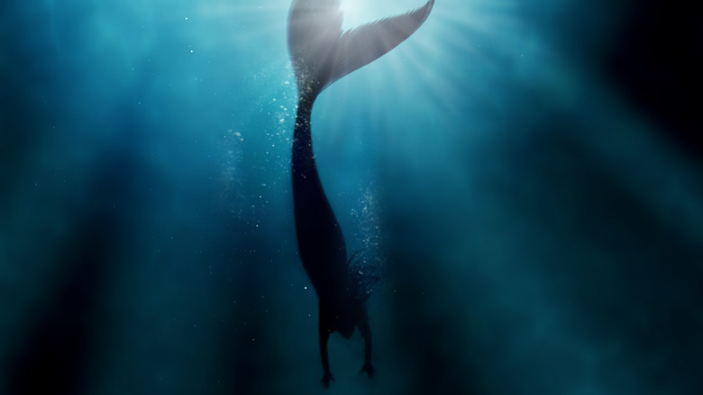 A mermaid swimming