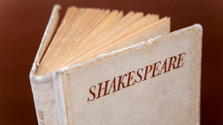 Book with "Shakespeare" emblazoned on cover