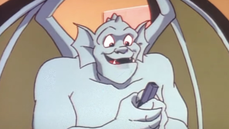 Broadway from Gargoyles holding a gun