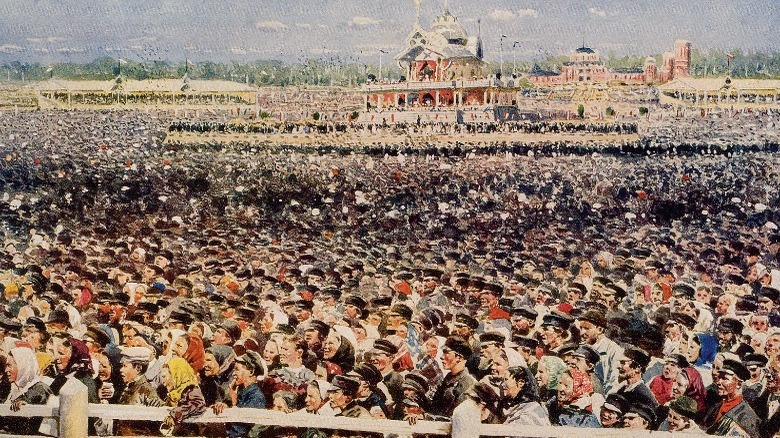 painting of the crowds at the coronation of nicholas II