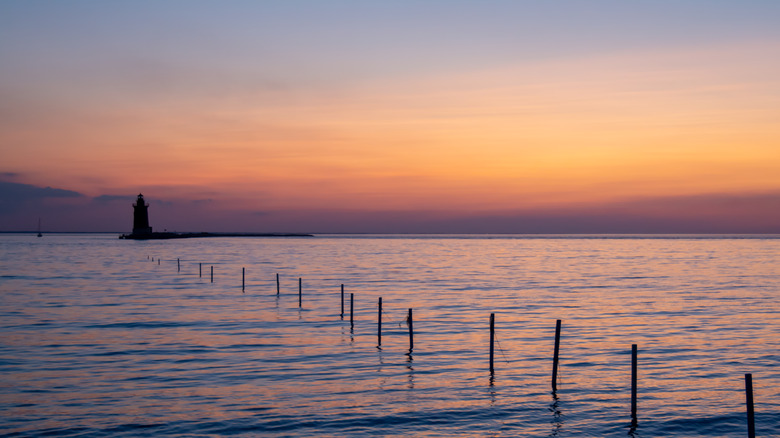 Delaware bay sunset lighthouse
