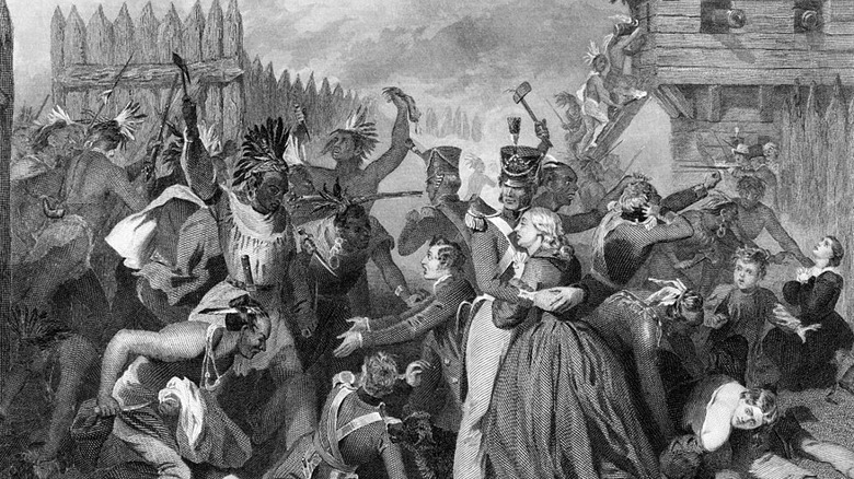 Natives killing civilians Fort Mims illustration